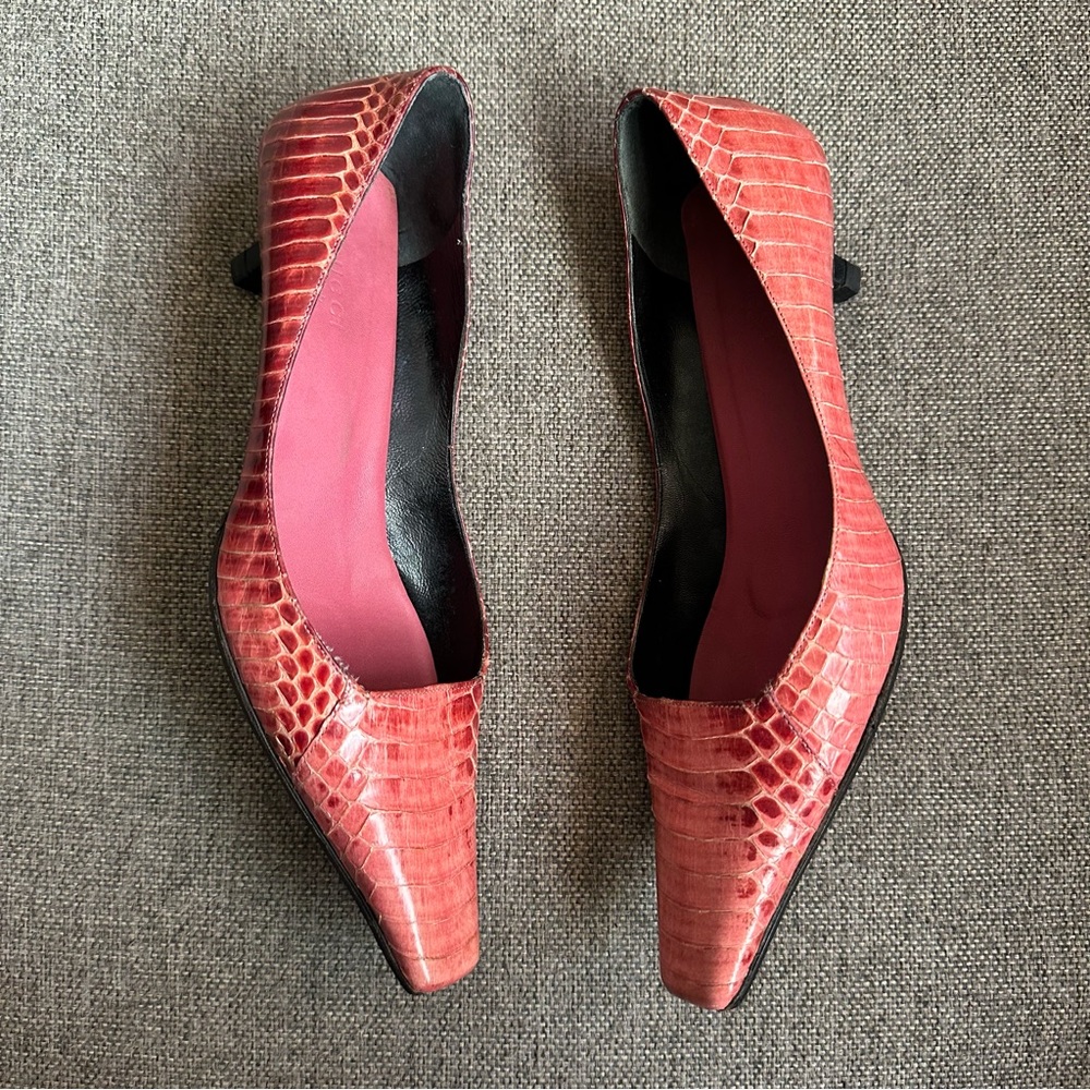 Vintage runway Gucci by Tom Ford pink python kitten heels - Picture 3 of 9